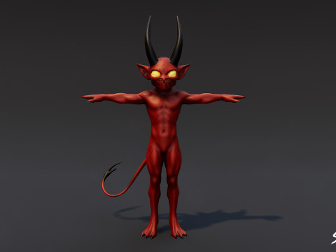 Pose en T du diablotin cramoisi Modèle 3D