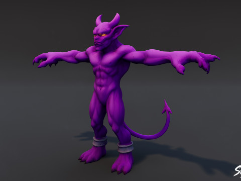 Lila Kobold-T-Pose 3D Modell