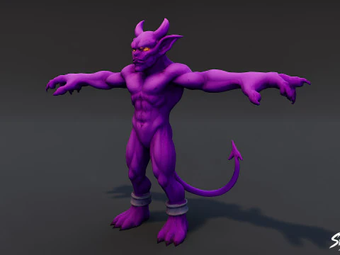Purple Imp T-Pose 3D Model