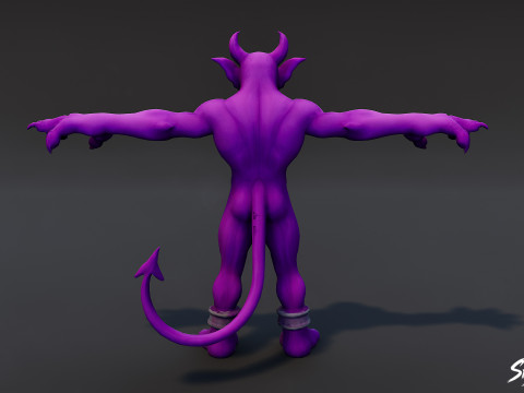 Lila Kobold-T-Pose 3D Modell