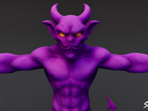 Lila Kobold-T-Pose 3D Modell