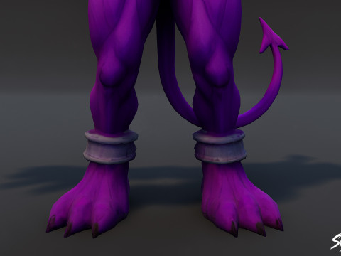 Lila Kobold-T-Pose 3D Modell