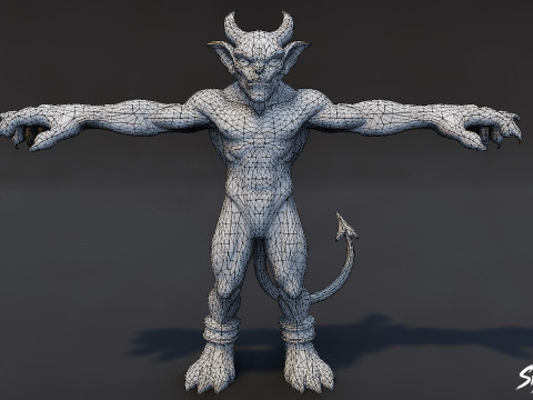 Lila Kobold-T-Pose 3D Modell