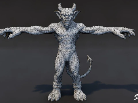 Purple Imp T-Pose 3D Model