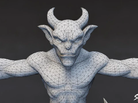 Purple Imp T-Pose 3D Model