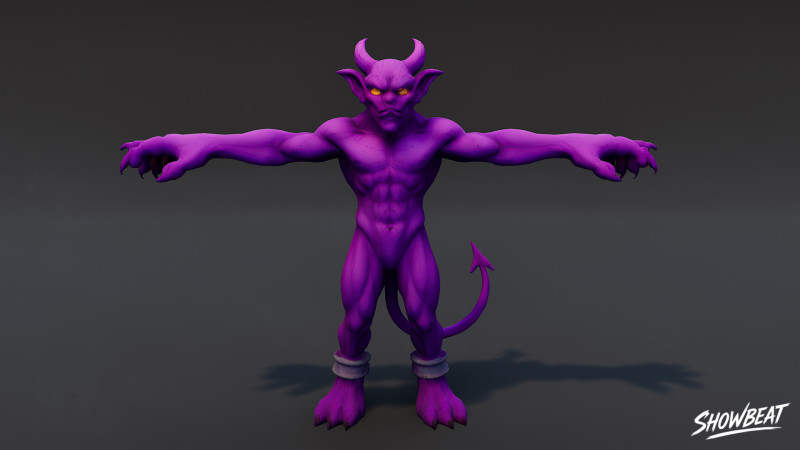 Lila Kobold-T-Pose 3D Modell .c4d .max .obj .3ds .fbx .stl .blend 