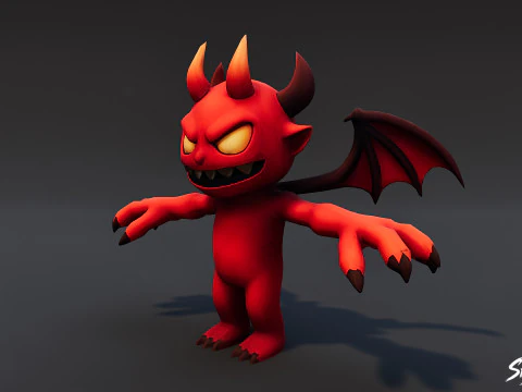 Toon Imp T-Pose 3D Model