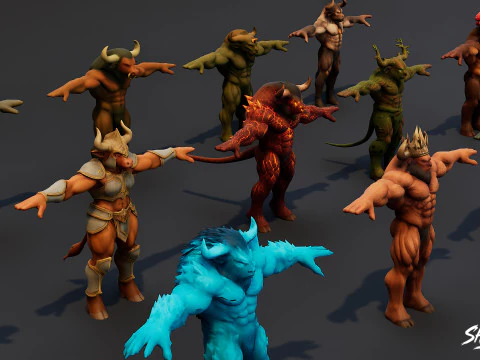 Complete Minotaur T-Pose Pack 3D Model