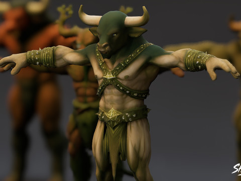 Paket T-Pose Minotaur Lengkap Model 3D