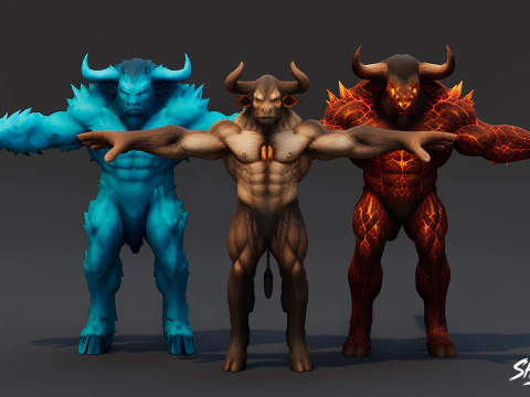 Complete Minotaur T-Pose Pack 3D Model