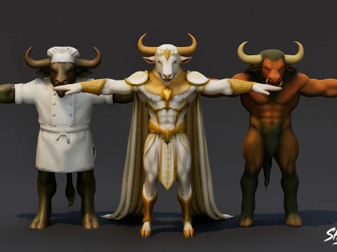 Complete Minotaur T-Pose Pack 3D Model