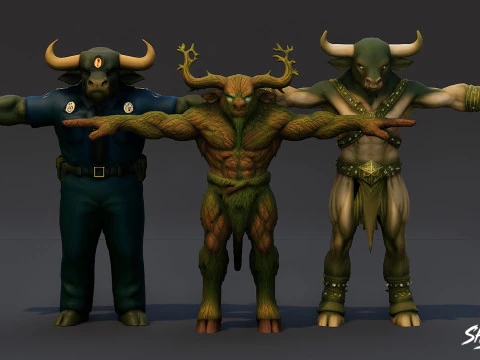 Complete Minotaur T-Pose Pack 3D Model