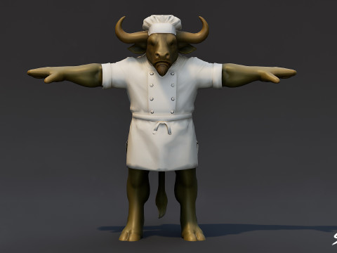 Paket T-Pose Minotaur Lengkap Model 3D