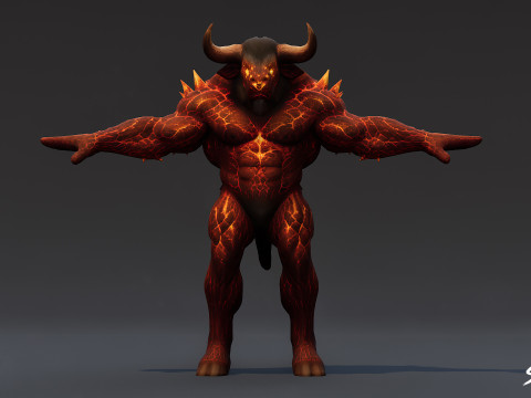 Paket T-Pose Minotaur Lengkap Model 3D