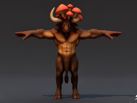 Paket T-Pose Minotaur Lengkap Model 3D