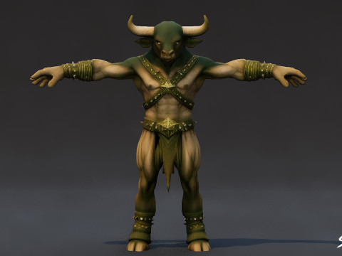 Paket T-Pose Minotaur Lengkap Model 3D