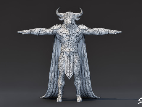 Paket T-Pose Minotaur Lengkap Model 3D
