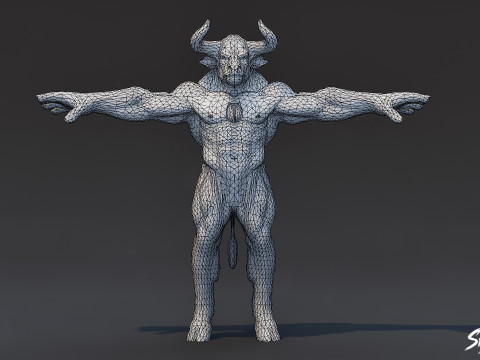 Paket T-Pose Minotaur Lengkap Model 3D