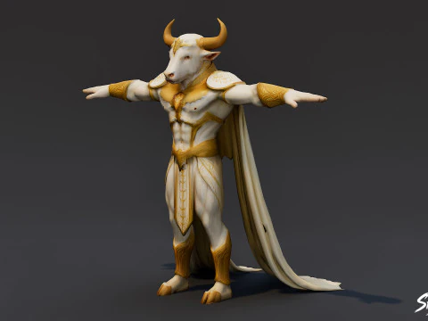Celestial Minotaur T-Pose 3D Model