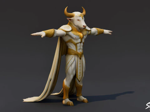 Celestial Minotaur T-Pose 3D Model