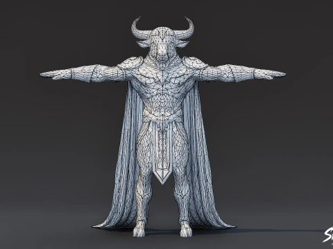 Celestial Minotaur T-Pose 3D Model