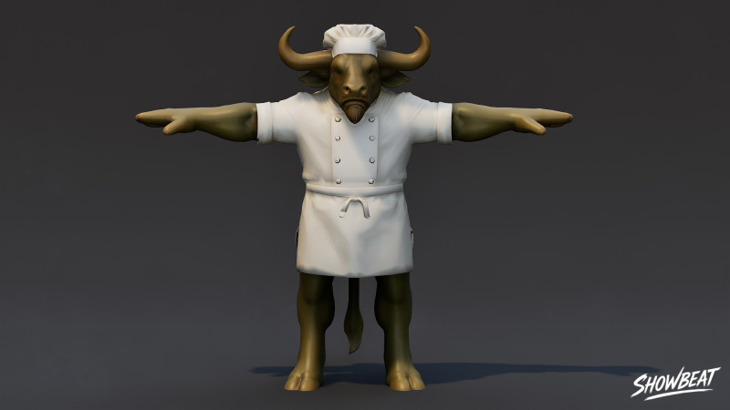 Şef Minotaur T-Pose 3D Model .c4d .max .obj .3ds .fbx .stl .blend
