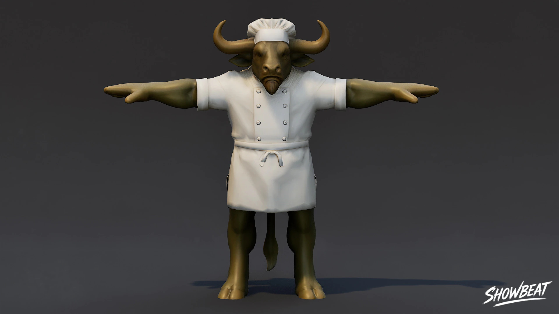 Chef Minotaur T-Pose 3D Model .c4d .max .obj .3ds .fbx .stl .blend 