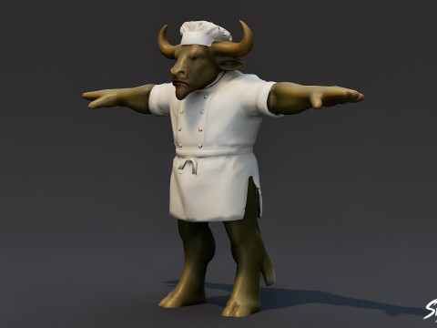 Şef Minotaur T-Pose 3D Model