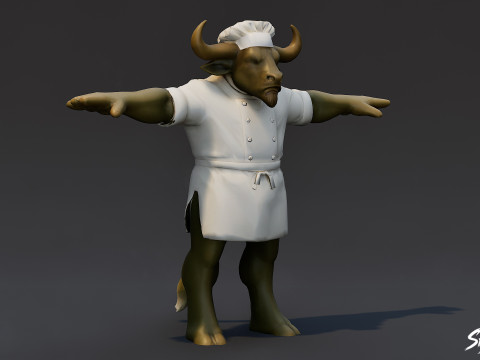Şef Minotaur T-Pose 3D Model