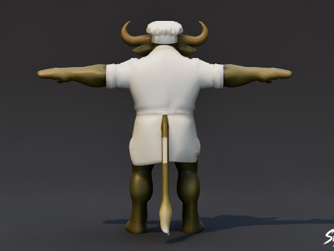 Şef Minotaur T-Pose 3D Model