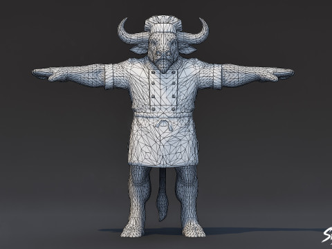 Şef Minotaur T-Pose 3D Model