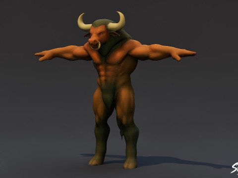 Minotaure classique V01 T-Pose Modèle 3D