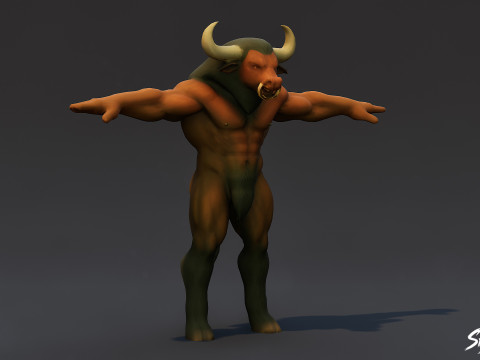 Minotaure classique V01 T-Pose Modèle 3D