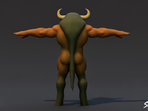 Minotaure classique V01 T-Pose Modèle 3D