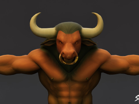 Minotaure classique V01 T-Pose Modèle 3D