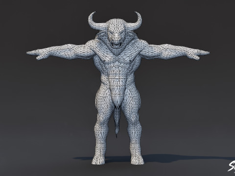Minotaure classique V01 T-Pose Modèle 3D