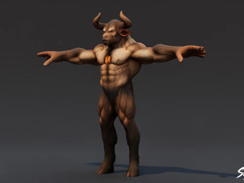 Corrupted Minotaur T-Pose 3D Model