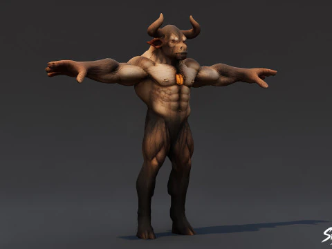 Corrupted Minotaur T-Pose 3D Model