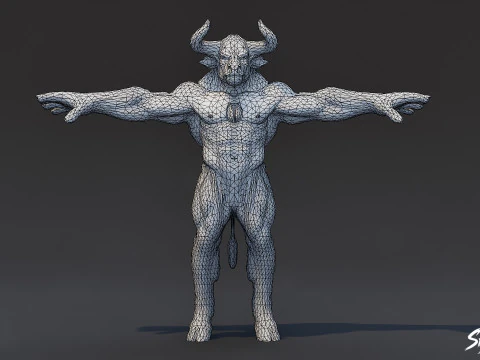 Corrupted Minotaur T-Pose 3D Model