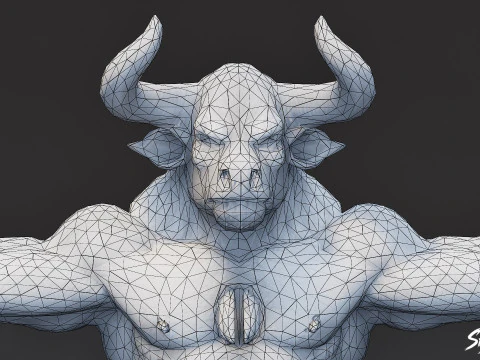 Corrupted Minotaur T-Pose 3D Model