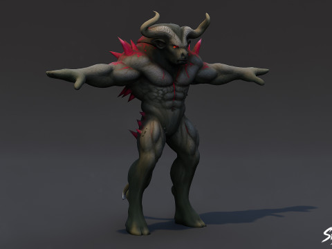 呪われたミノタウロスのTポーズ 3Dモデル