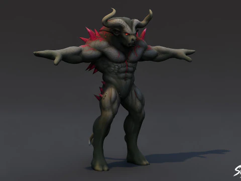 Cursed Minotaur T-Pose 3D Model
