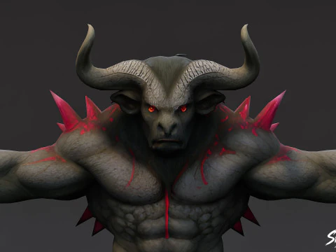 Cursed Minotaur T-Pose 3D Model