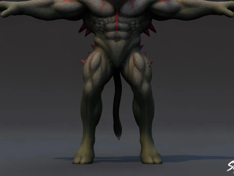 Cursed Minotaur T-Pose 3D Model