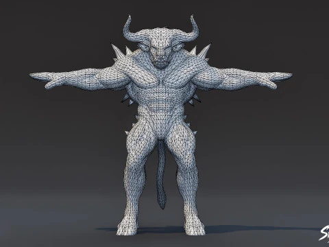 Cursed Minotaur T-Pose 3D Model