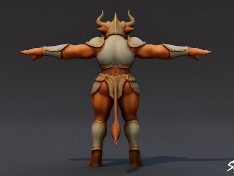 Жінка-Воїн Мінотавра Т-поза 3D Модель