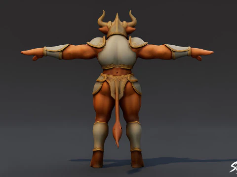 Жінка-Воїн Мінотавра Т-поза 3D Модель