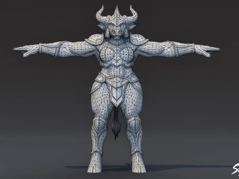 Жінка-Воїн Мінотавра Т-поза 3D Модель