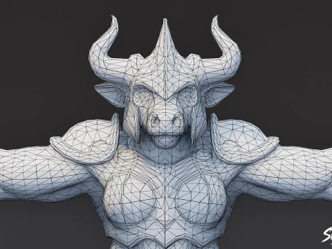 Жінка-Воїн Мінотавра Т-поза 3D Модель