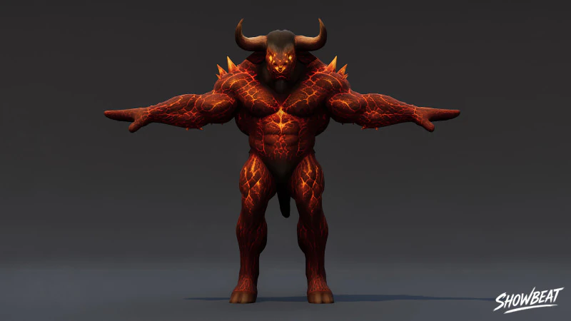 Pozycja T Ognistego Minotaura Model 3D .c4d .max .obj .3ds .fbx .stl .blend